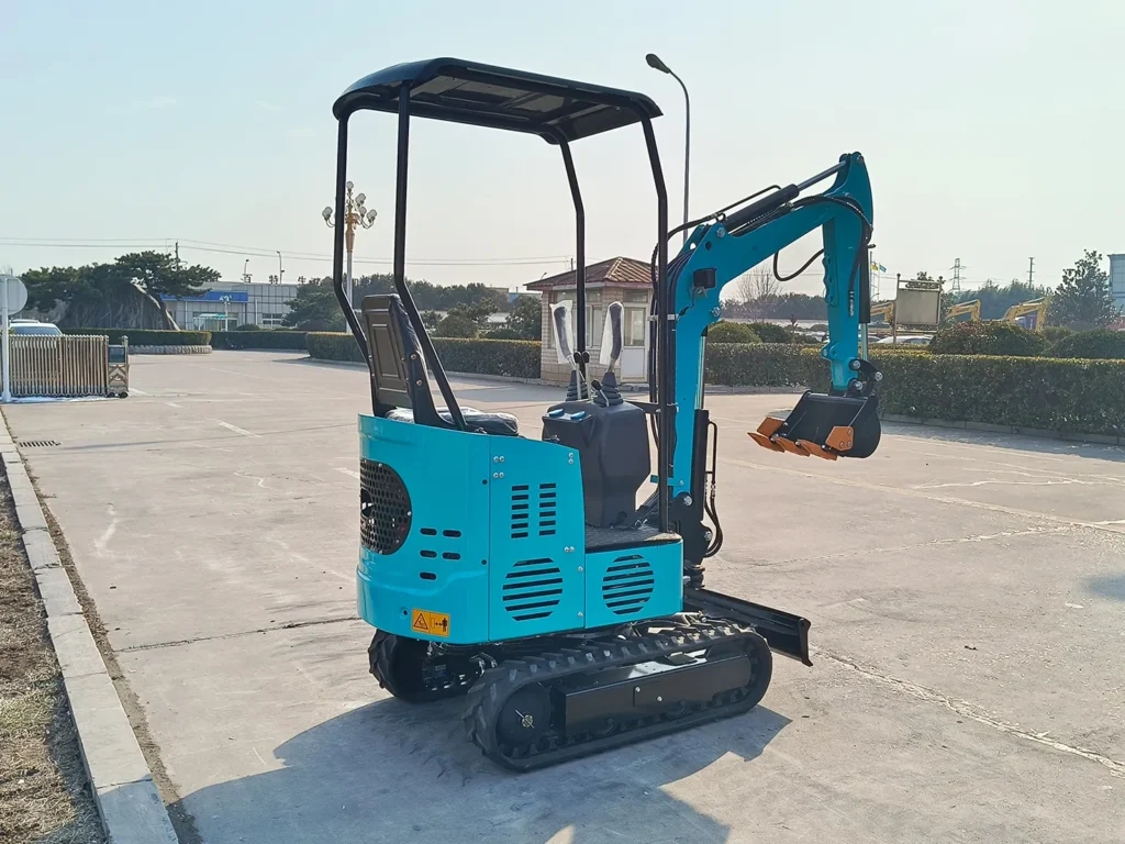 12 mini excavator rear view in outdoor real scene