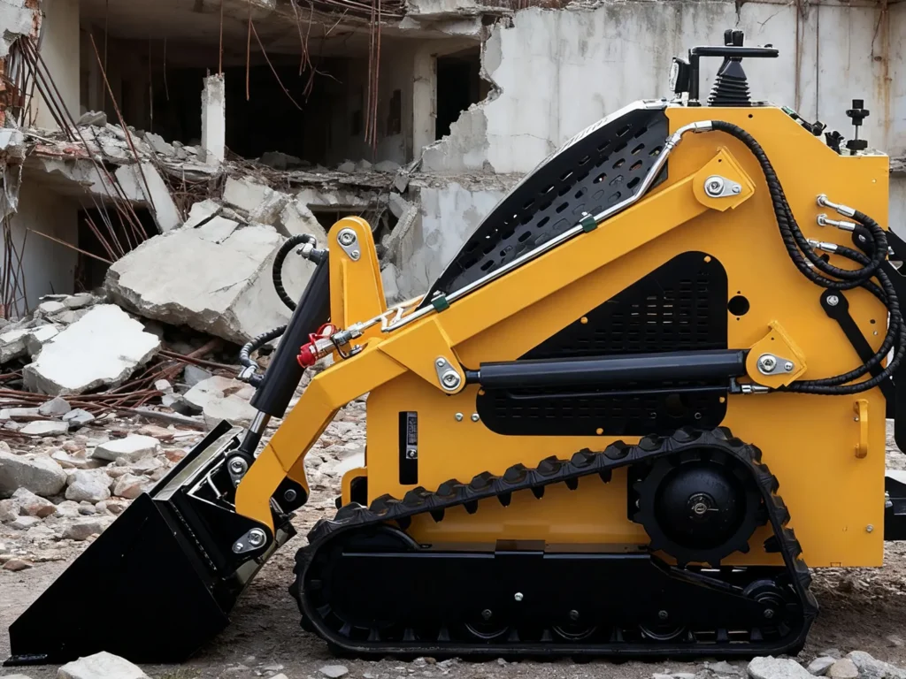 T360 skid steer loader demolition operation at construction site