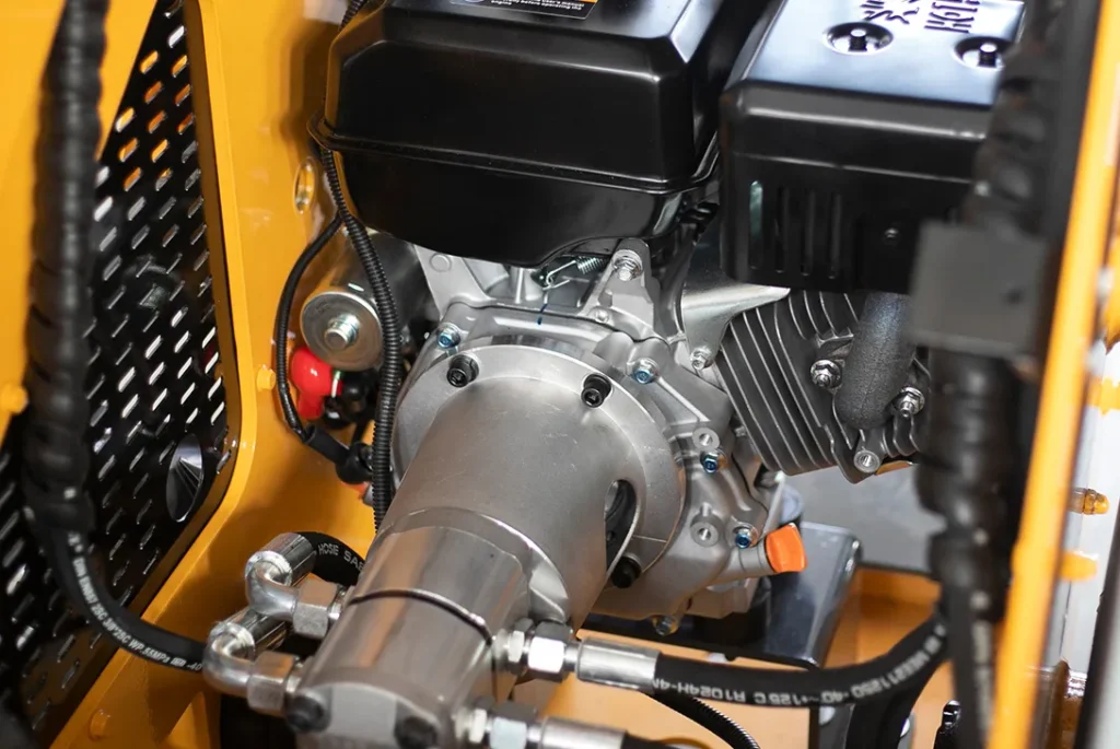 T360 skid steer loader high-power engine close-up
