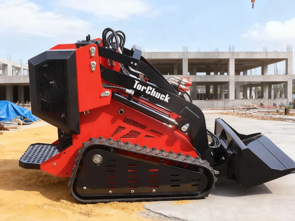 T470 紧凑型滑移装载机在阳光下的建筑工地工作