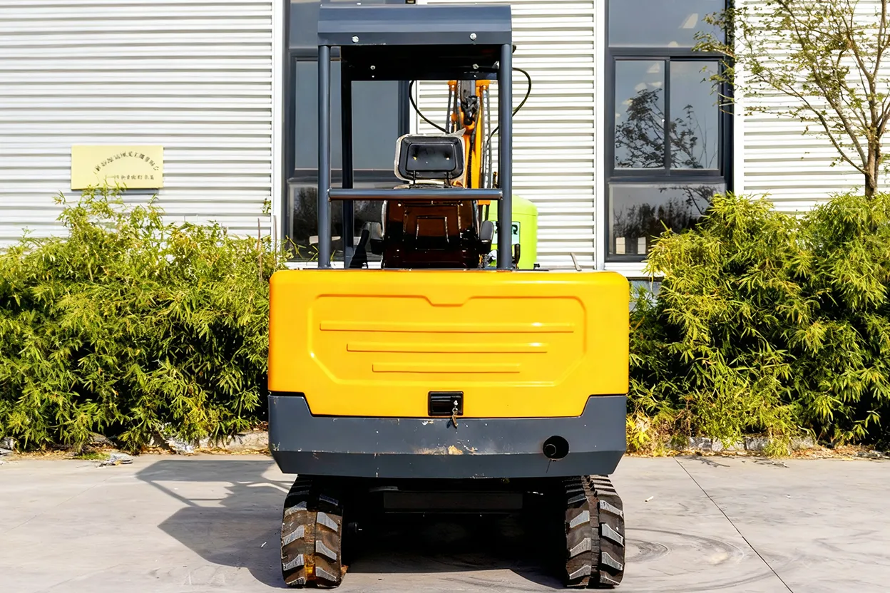 HT30 excavator front view with boom and arm centered