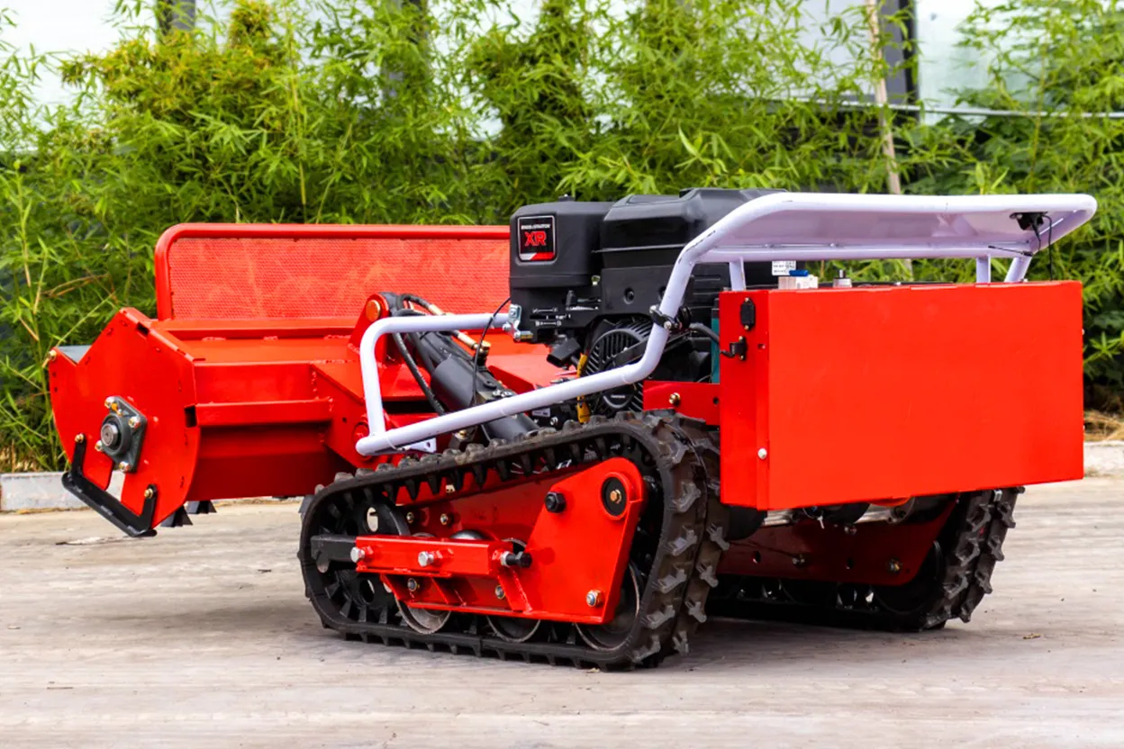Right side view of 80S remote-controlled tracked lawn mower