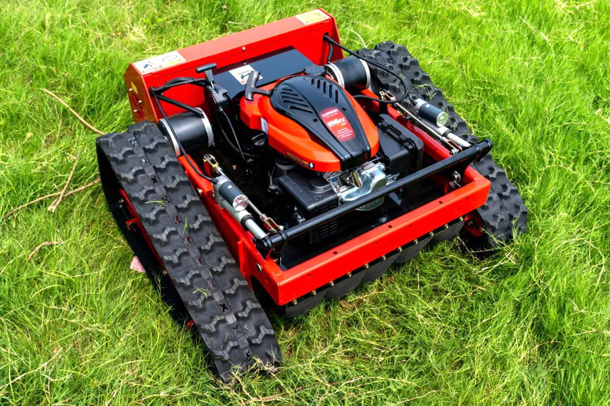 TCL-550B RC tractor mower front-right perspective on lawn