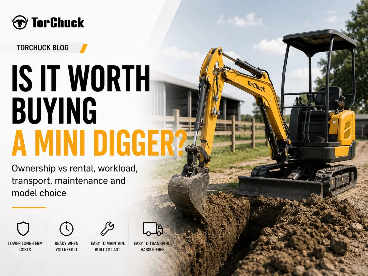 Torchuck mini digger used for regular landscaping and construction work