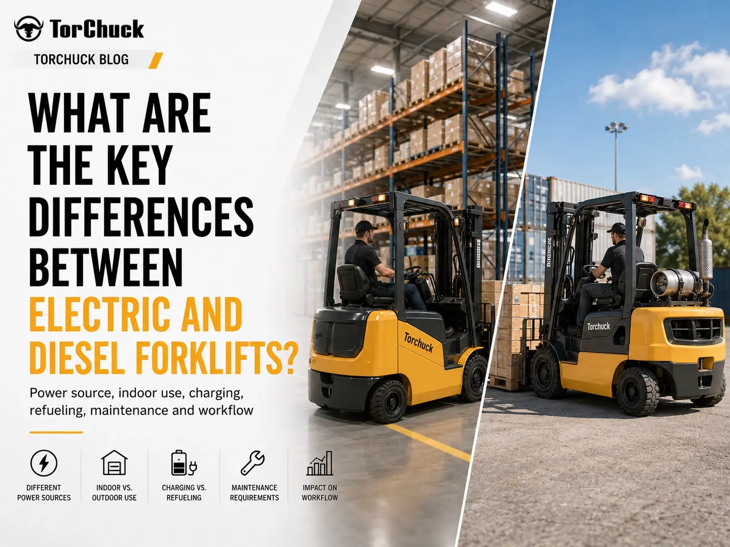 electric forklift vs diesel forklift in warehouse and outdoor material handling
