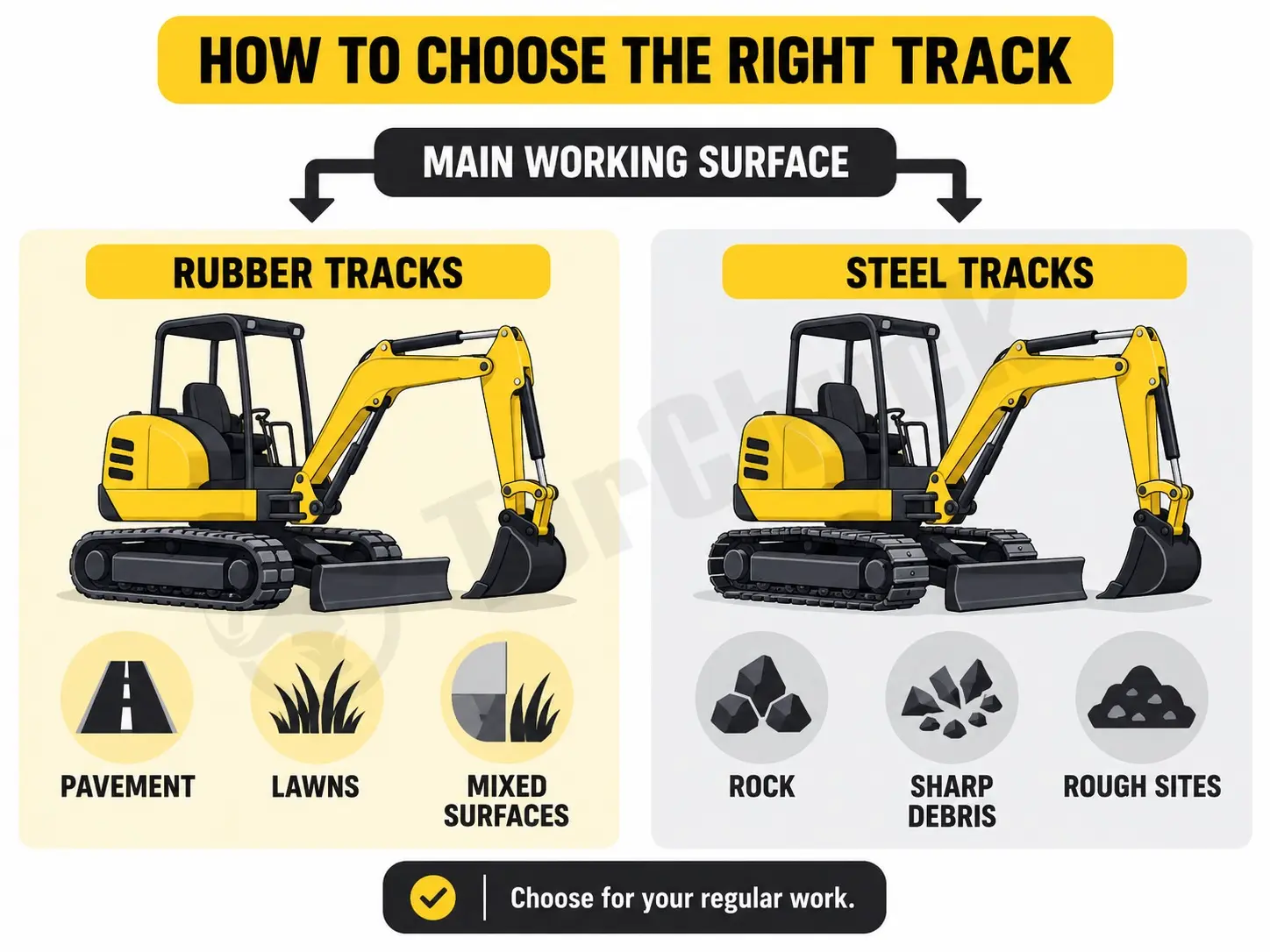 how to choose rubber or steel tracks for a mini excavator