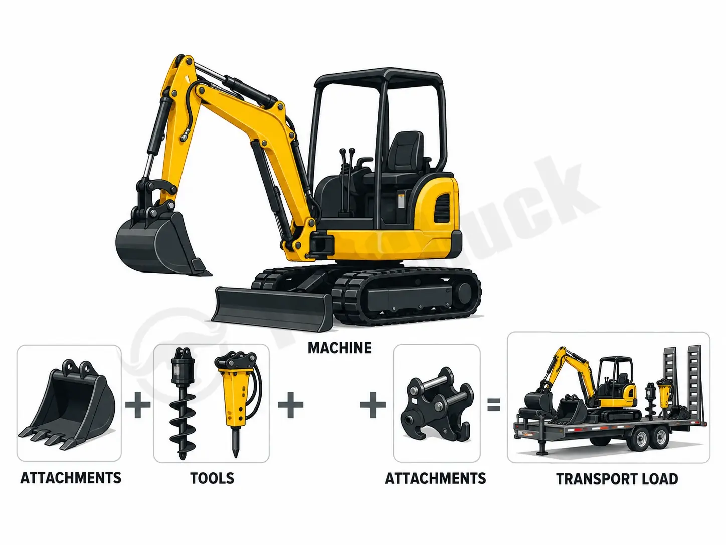 mini excavator transport weight including attachments