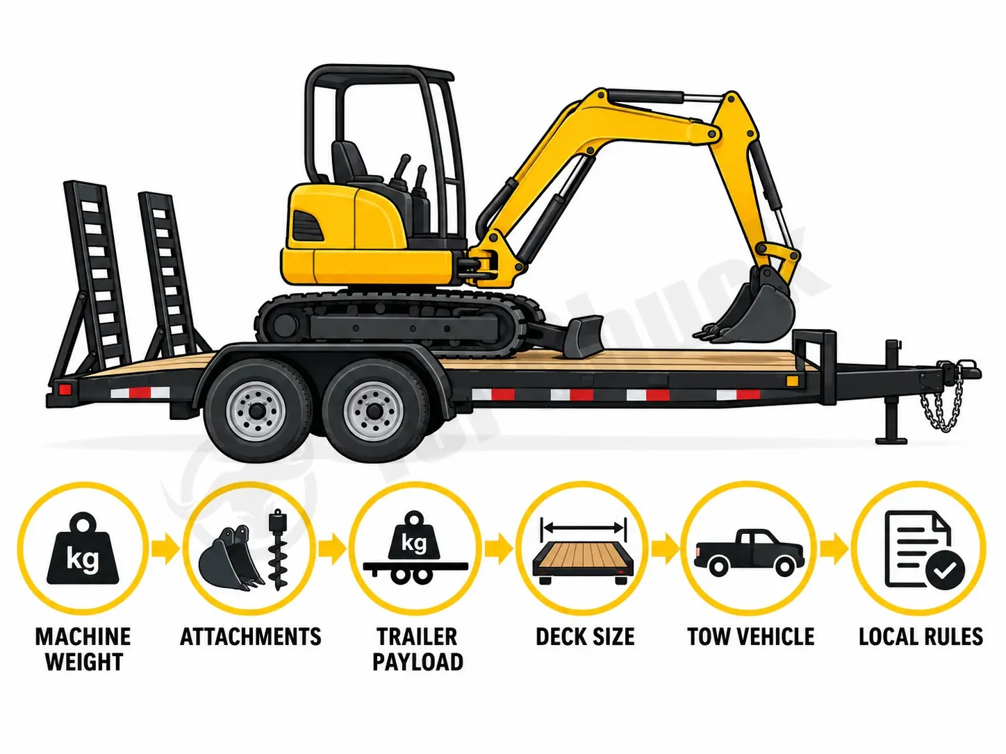 how to choose mini excavator trailer by weight dimensions and tow rating