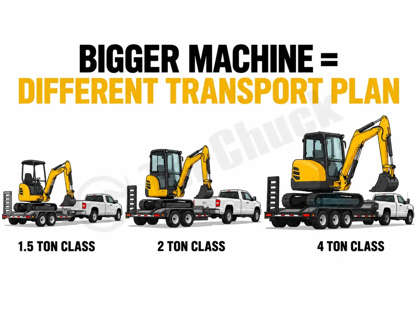 mini excavator size and transport setup comparison